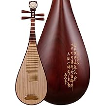 FLFL PiPa Pipa قصيدة منحوتة من الكمثرى خشب الصندل الأحمر الأفريقي Pipa آلة موسيقية وطنية للأطفال البالغين العود الصيني