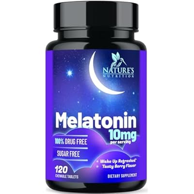 Melatonin Sleep Supplement 10mg - Maximum Strength 100% Drug Free, Non-Habit Forming - Best Sleep Supplements for Adults Restful Sleep - Fast Dissolve Melatonin, Berry Flavored - 120 Chewable Tablets