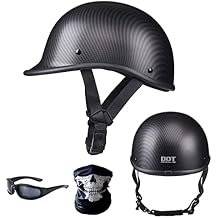 German Style Half Shell Helmet, Motorcycle Polo Cap Helmet for Adult Men Women, Beanie Half Helmet for Scooter Cruiser Chopper Pilot Skull Cap DOT Approved Sunscreen Open Face Helmet-B||2X-Large