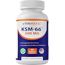 فيتاماتي KSM-66 أشواغاندا الجذر استخراج + بيوبيرين - 600 ملغ، 60 قبعات الخضروات (1200 ملغ لكل 2 كبسولات)