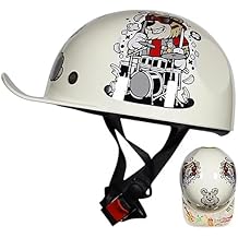 DOT Certified Youth Kids Baseball Cap Half Helmet Motorcycle Retro German Style Open Face Boys Girls Helmet Light Moped Skull Cap Helmet Cruiser Jet ATV Scooter Bike Children Helmet-C||Medium