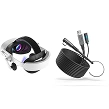 حزام رأس صوتي بتصميم KIWI مع بطارية لـ Meta/Oculus Quest 3/3S وسماعة رأس K4 Duo DualFast Charging وكابل وصلة شحن بطول 16 قدمًا
