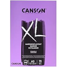 CANSON XL Marker 70gsm A3 Paper, Very Smooth, Pad Glued Short Side, 100 Extra White Sheets, Ideal for Professional Artists & Illustrators