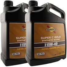 SUNOCO 3143-003 (3143) Super C Gold 15W-40 Synthetic Blend Diesel Engine Oil 1 Gallon API CK-4 (Pack of 2)