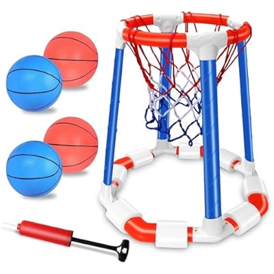 Pool Basketball Hoop Floating Set, Pool Toys and Pool Games for Kids and Adults, Durable Basketball Hoop with Balls Pump for Pool, Outdoor Swimming Water Play Family Party for Summer