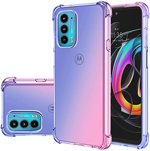 Case for Moto Edge 2021 Case, Moto Edge 5G UW Cute Case Girls, Gradient Slim Anti Scratch Soft TPU Phone Cover Shockproof Protective Case for Motorola Moto Edge 2021 BluePink