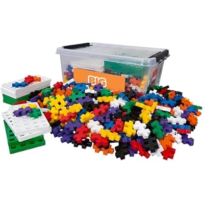 PLUS PLUS Big - 400 Piece Set w 10 Baseplates in Storage Tub - Interlocking Large Puzzle Building Blocks, Quiet Stem Toys for Toddlers - Gifts for Boys & Girls