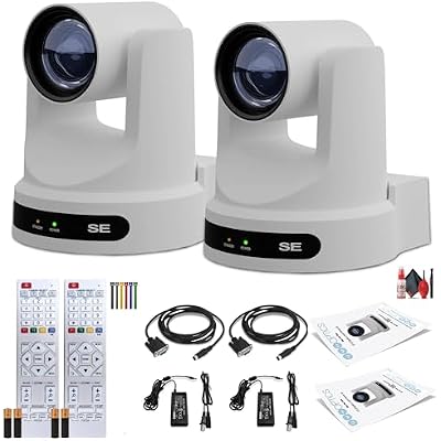 PTZOptics 2 x Move SE SDIHDMIUSBIP PTZ Camera with 20x Optical Zoom White PT20X-SE-WH-G3  Cleaning Kit  Wire Straps