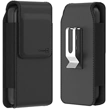 CoverON Holster for Apple iPhone 17 Air 17 Pro Max/16+ 15+ 16 15 Pro max/ 14 13 12 11 Plus Xs Pro Max, Cell Phone Case Belt Clip Carrying Vertical Leather Pouch (Fits with Otterbox or Any Case on)