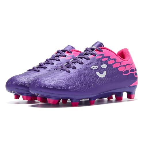 Soccer Shoes for Boys Pink Soccer Cleats Breathable Athletic Toddler Black Football Boots for Outdoor Indoor Soccer Shoes for Girls AGFG