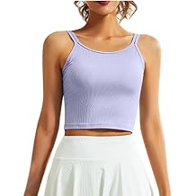 Butterluxe Racerback Round Neck Longline Sports Bras for Women - Summer Sports Athletic Yoga Workout Crop Tank Tops