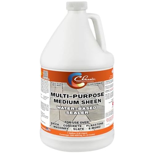 Classic Coatings | Water-Based Sealer | Satin Medium Gloss, Ready-to-Use | InteriorExterior Surfaces | Concrete, Brick, Masonry, Flagstone, More | Satin, 1-Gallon
