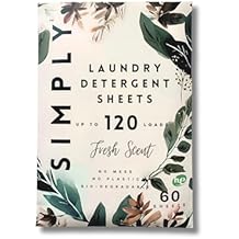 أوراق منظفات الغسيل SIMPLY - ما يصل إلى 120+ الأحمال - رائحة طازجة - 60 ورقة المنظفات - صابون الغسيل السائل المركزة - لا إبريق من البلاستيك -