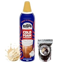 Cold Foam Flavored Coffee Creamer, 14 oz Can with Dumbass Coffee Whole CoffeeBean Medium/Dark 1 oz (Sweet & Creamy) Coffee