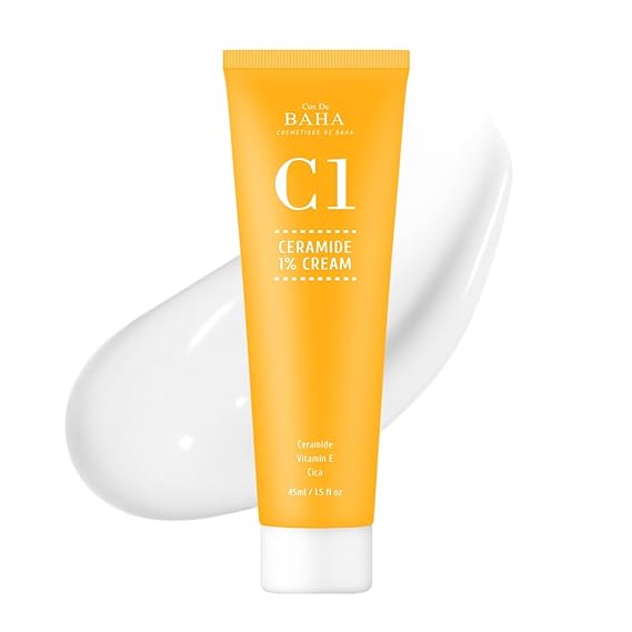 Cos De BAHA Ceramide NP 1% Gel Cream 1.5 Fl Oz Lightweight Barrier Care Face Cream with Centella, Niacinamide & Hyaluronic Acid, Normal & Dry Skin (45 ml)