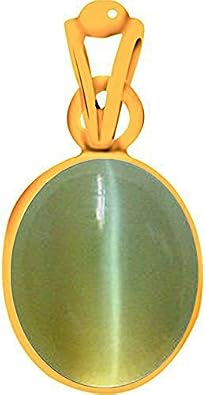 Ramneek Jewels ديفيا شاكتي 12.25-12.50 قيراط قلادة/مقبس عين القط (قلادة Panchadhatu الحجرية من LEHSUNIA) حجر كريم أصلي عالي الجودة بنسبة 100% AAA