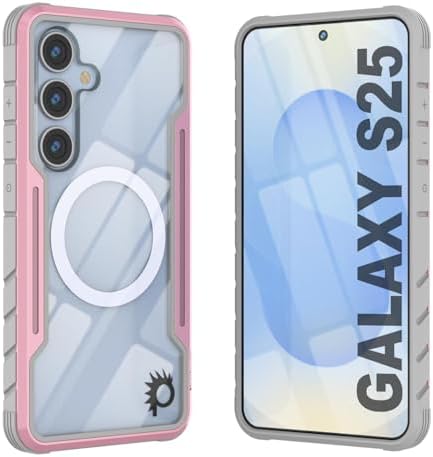 Punkcase for Galaxy S25 Case [Armor Stealth Series] Protective Military Grade Multilayer Cover WAluminum Frame [Clear Back] Ultimate Drop Protection for Your S25 5G 6.2 Rose-Gold