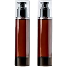 2Pcs 120 ml/4 oz زجاجات مضخة غسول بلا هواء من البلاستيك البني مع مضخة سوداء أعلى فراغ مفرغ موزع مستحضرات التجميل فراغ قابلة لإعادة التعبئة حاوية السفر لشامبو المرحاض السائل