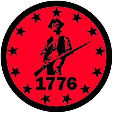 Red Round 1776 Minuteman Sticker Decal Self Adhesive 13 Stars Minutemen Border Patriot 1.25" Wide