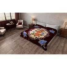 Solaron Flower Queen Bed Blanket, Burgundy by Solaron