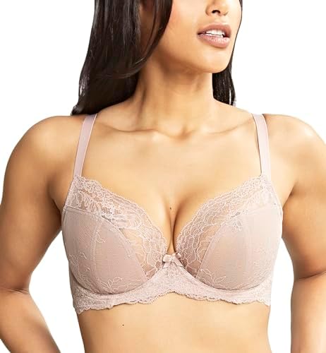 حمالة صدر نسائية من Panache Ana Underwire Stretch Lace Plunge Bra | منخفضة القطع، رافعة جانبية، تدعم الصدر الممتلئ
