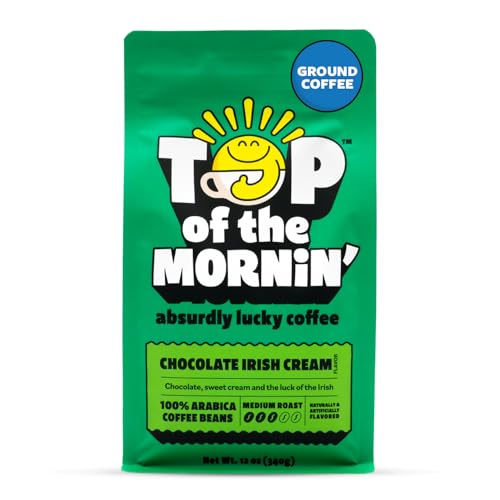 قهوة Top of the Mornin المطحونة من JackSepticEye، قهوة متخصصة من مصادر أخلاقية مع لمحات من الكريمة الحلوة والشوكولاتة 12 أونصة، كريمة الشوكولاتة الأيرلندية