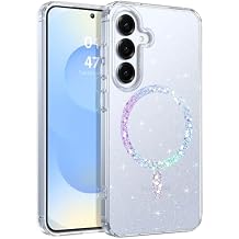 BENTOBEN Compatible with Samsung Galaxy S25 Case 6.2", Magnetic Clear Crystal Glitter Galaxy S25 Phone Case Compatible with Magsafe, Cute Sparkly Protective Case for Women Girl, Clear/Glitter