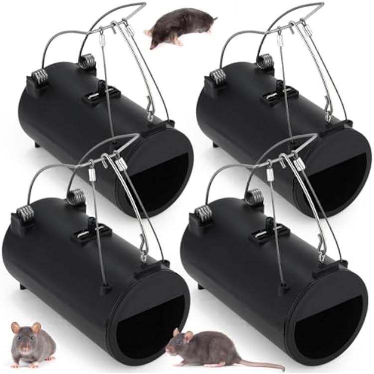 Qualirey 4 Pack Black Hole Gopher Trap 6.7 Inch Tunnel Mole Traps Gopher Killer Outdoor Vole Traps Rodent Rat Stations Reusable for Lawn Yard Garden