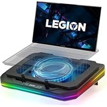 لوحة تبريد لجهاز الكمبيوتر المحمول للألعاب Lenovo Legion 5 15IAH7H مع مروحة تبريد توربو قوية يمكنها التبريد السريع لوحدة المعالجة المركزية + وحدة معالجة الرسومات 40 درجة مئوية،سرعة متغيرة، وضع إضاءة 6 RGB، التحكم باللمس، شاشة LCD، 3 منافذ USB-A