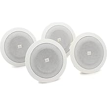 مكبر صوت بسقف داخلي JBL Professional 8124 كامل المدى مقاس 4 بوصات، أبيض. حزمة من 4