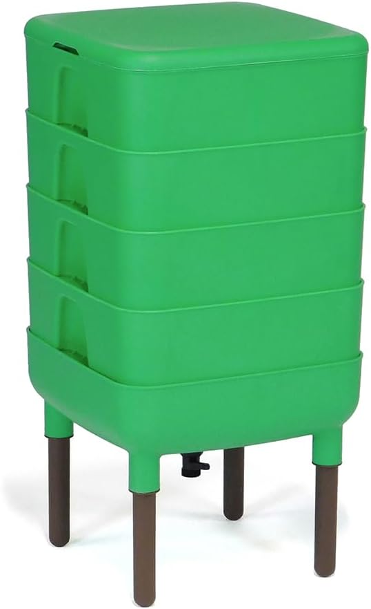 FCMP Outdoor - السماد الحي الأساسي، صندوق سماد الدودة ذو 4 صينية، أخضر