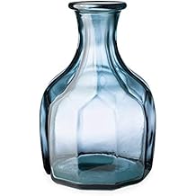 Vivaterra Handmade 100% Recycled Glass Vase from Spain | Blue | 7 Inches Diam x 12 Inches Tall | Modern Farmhouse Home Decor Accents | Table Flowers and Mantle Decoration
