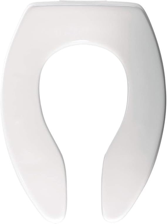 BEMIS 3155CT Commercial Open Front Plastic Toilet Seat, Extra Heavy Duty Industrial Seat without Lid, Secure Installation, Made in USA, Elongated, White