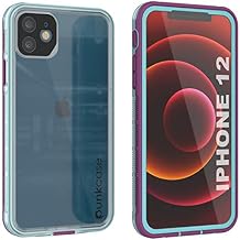 PunkCase for iPhone 12 Waterproof Case [Aqua Series] [Slim Fit] [IP68 Certified] [Shockproof] [Dirtproof] [Snowproof] Armor Cover W/Transparent Back for iPhone 12 (2020) (6.1") [Clear Purple]