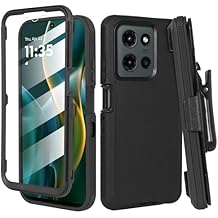 Compatible for Motorola Moto G Play (2025) / Moto G-Power-5G-2025, Built in Screen Protector, Belt Clip Holster Heavy Duty Defender Case Dustproof Shockproof Protection (Black)