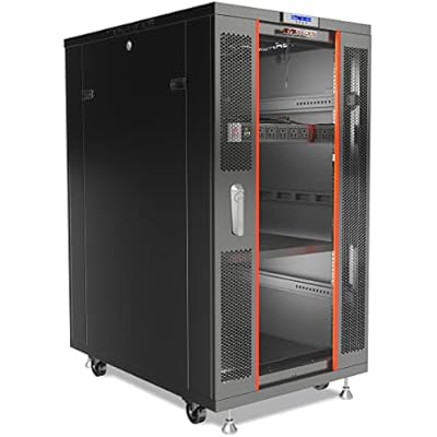 Sysracks 27U حامل أرضي مثبت على الخادم 32 خزانة شبكة عميقة، رف خادم مع مروحة، ألواح جانبية قابلة للإزالة، باب زجاجي قابل للقفل 24 خزانة كمبيوتر حاوية رف شبكة SRF 27.6.8