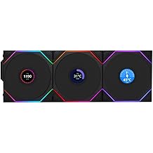 Lian Li UNI FAN TL مروحة كمبيوتر LCD لاسلكية مقاس 120 مم RGB 3-Pack مراوح كمبيوتر للألعاب أسود | مراوح PWM - 26 مصباح LED ARGB - حتى 1900 دورة في الدقيقة - سلسلة ديزي - تدفق هواء عالي - اهتزاز منخفض - صامت - مرآة لا نهائية