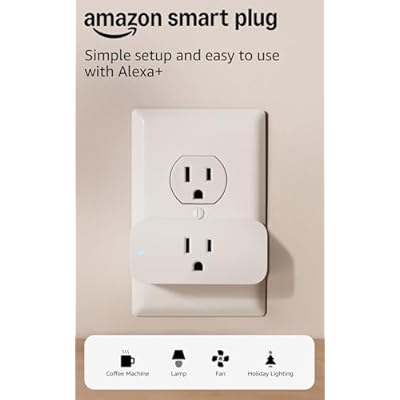 Amazon Smart Plug، يعمل مع Alexa، إعداد بسيط، إمكانيات لا حصر لها (عبوة من قطعتين)