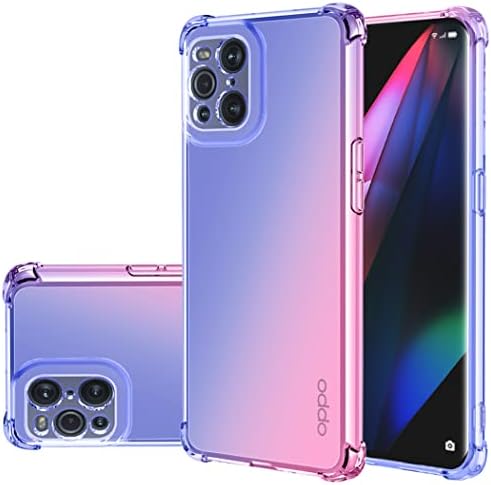 حافظة لهاتف Oppo Find X3 Find X3 Pro CPH2173 حافظة لطيفة للفتيات والنساء، غطاء هاتف ناعم من مادة TPU نحيف متدرج مضاد للخدش، حافظة واقية مقاومة للصدمات لهاتف Oppo Find X3 5G BluePink