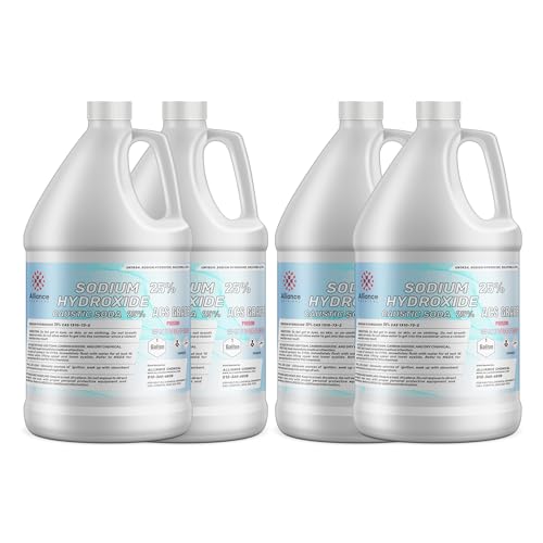 Alliance Chemical Sodium Hydroxide 25% ACS Grade - علبة سعة 4 جالون من ماء الغسول السائل