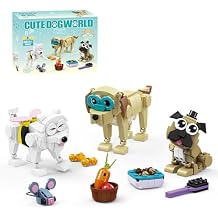 KAZI Adorable Dog Building Toy Set,Featuring Pug,Samoyed and Golden Retriever Figures for Kids 8 and Up,Playful Dogs Toy Kit Includes Accessories,Birthday Gifts for Girls & Boys