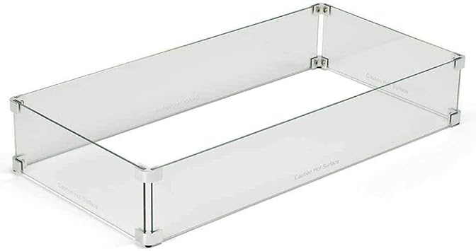 HPC Fire Rectangle Fire Pit Glass Wind Guard (WG43X15-L) ، 43x15-Inch