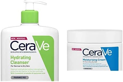 منظف مرطب CeraVe مع حزمة كريم مرطب