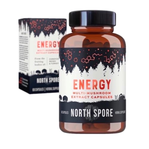 Organic Energy Mushroom Supplement | Stamina & Endurance | 60 Day Supply | High Potency Blend | Cordyceps, Reishi, Turkey Tail | 100% Fruiting Body Extracts | Vegan, Non-GMO | Made in USA