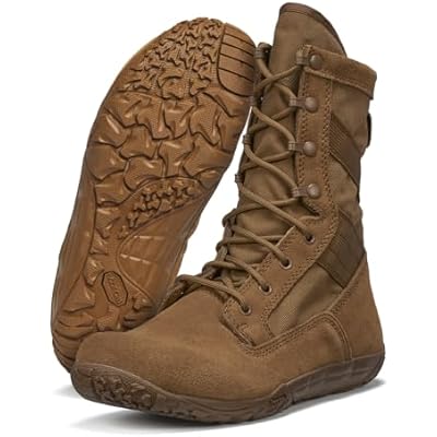 حذاء Belleville Mini-Mil TR105 التكتيكي للرجال - حذاء Zero Drop - أحذية عسكرية مقاومة للانزلاق - نمط صحراوي قابل للتنفس - جلد ماشية كامل الحبوب - تصميم ناعم الأصابع