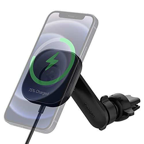 Spigen OneTap Pro MagFit مصمم لشاحن MagSafe اللاسلكي Air Vent Car Mount مع جناح تنفيس ذكي متوافق مع iPhone 16 Pro Max و16 Pro و16 Plus و15 و14 و13 و12 Series