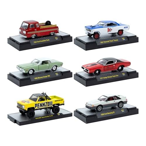 Auto Meets Set of 6 Cars in Display Cases Release 87 Limited Edition 164 Diecast Model Cars by M2 Machines 32600-87