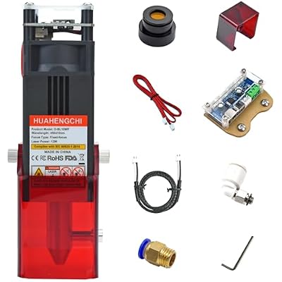 HUAHENGCHI Laser Engraver Module, 12000mW12W Optical Output Laser Cutter Module wAir Assist Nozzle, Laser Module Head Compatible with CNC Laser Engraving Cutting Machines, Class 4, 12V
