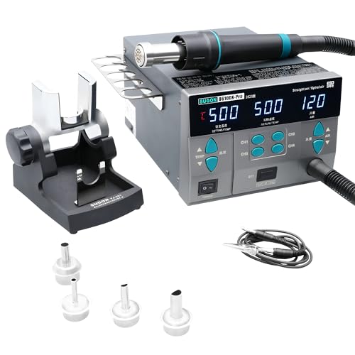 SUGON 8610DX Pro 1000W Hot Air Rework Station Microcomputer Digital Display BGA Rework Station Curved Nozzle Welding Repair Tool(8610DX Pro 110V Power Supply)