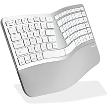 Macally Ergonomic Keyboard for Mac Wireless, Split Bluetooth & USB-C+A Wired Dual Mode Keyboard, Rechargeable Multi-Device Ergonomic Keyboard for MacBook iMac iPad iPhone with Wrist Cushion